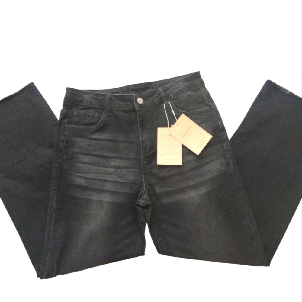 PEIHOT Wide Leg Mid-Rise Black Jeans